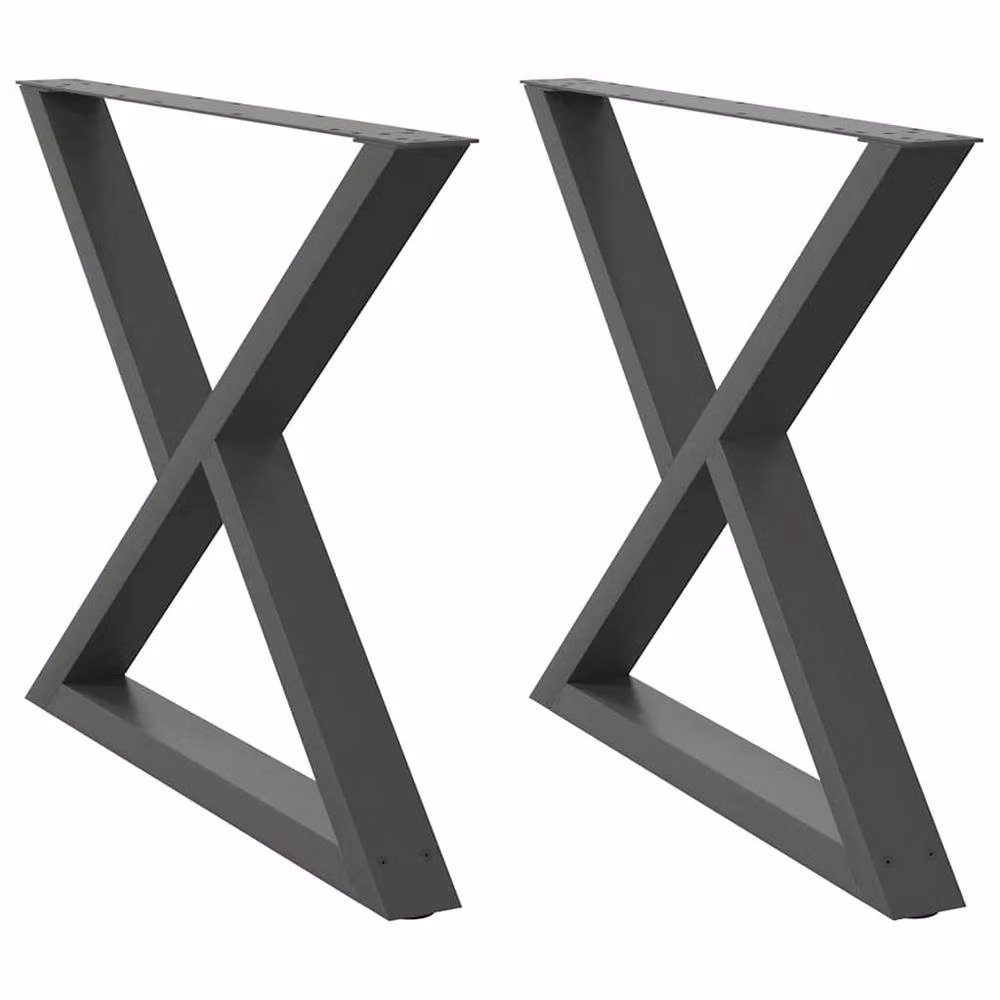 Berkfield Home Modern Dining Table Legs, 2 Pieces, Anthracite Grey Steel, H: 72-73.3 cm x W: 90 cm – 3