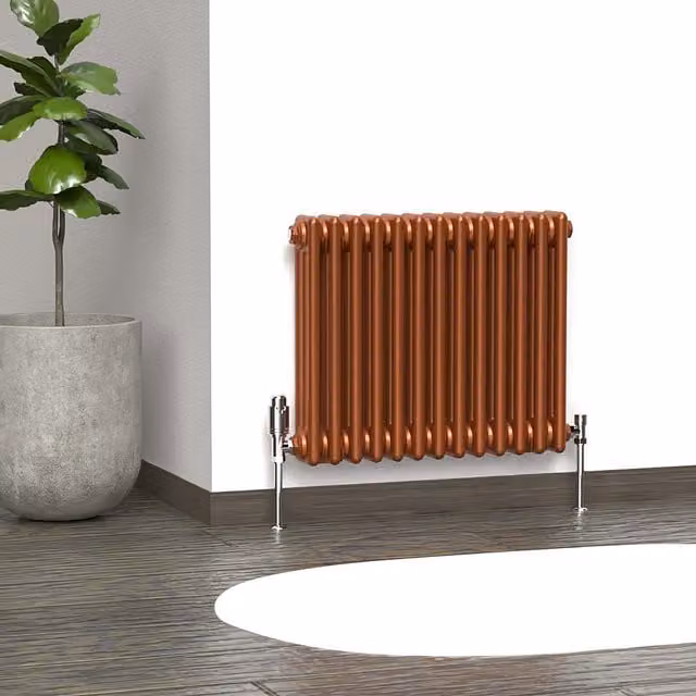 Lux Heat Horizontal 3 Column Steel Radiator in Bronze, W: 60.5 cm, H: 50 cm, D: 11.8 cm