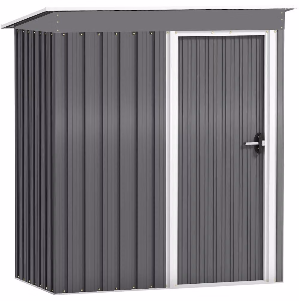 STILVORA Modern Pent Lean-to Garden Shed with Sliding Door in Matt Light Grey, W/D/H: 150 x 76 x 170 cm – 3