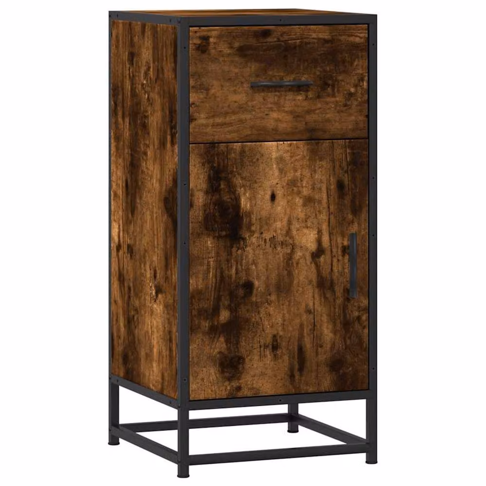 Berkfield Home Industrial Sideboard in Smoked Oak and Brown, W/D/H: 35.5 x 35.5 x 76 cm – 3