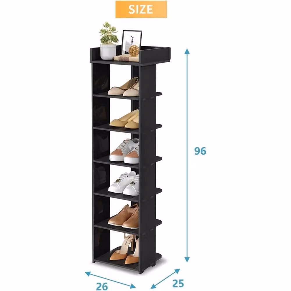 NESTLUNE 7-Tier Vertical Wooden Shoe Rack in Black – 2