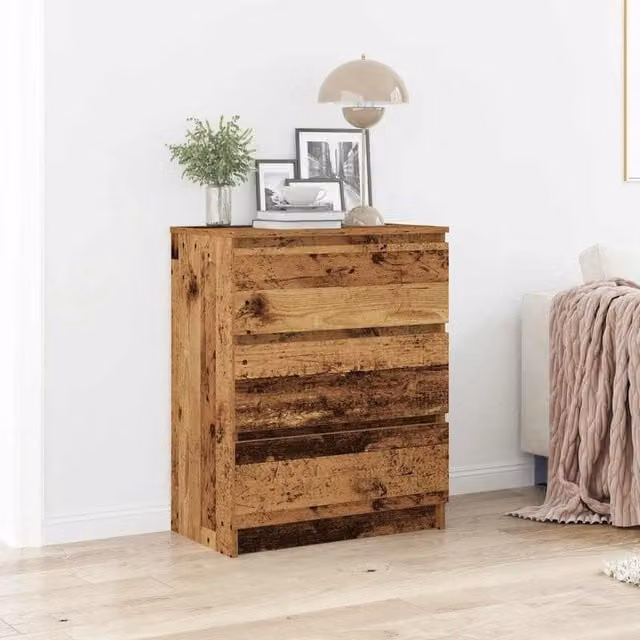 Berkfield Home Rustic Old Wood Sideboard in Brown, W/D/H: 60 x 35 x 76 cm