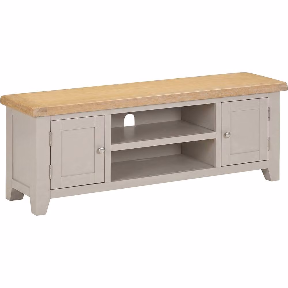 Seconique Windsor Straight TV Unit in Beige and Oak Wood – 2