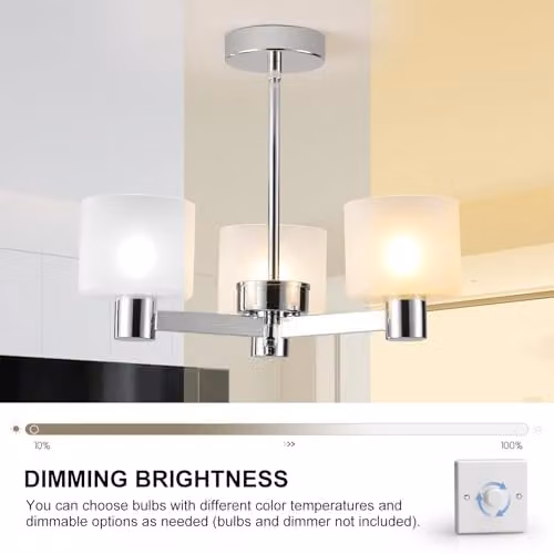 Harper Living Modern 3-Light Semi Flush Ceiling Lamp with White Glass Shades and Chrome Finish – 2