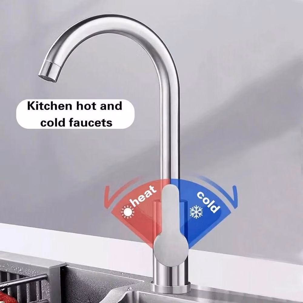 Kelvenix Single Lever Kitchen Sink Mixer Tap with Swivel Spout in Brushed Silver, W/D/H: 52 x 34 x 18 cm – 2