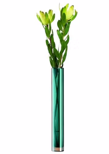LSA International Epoque Handmade Glass Vase in Peacock Blue and Green, Height: 48 cm