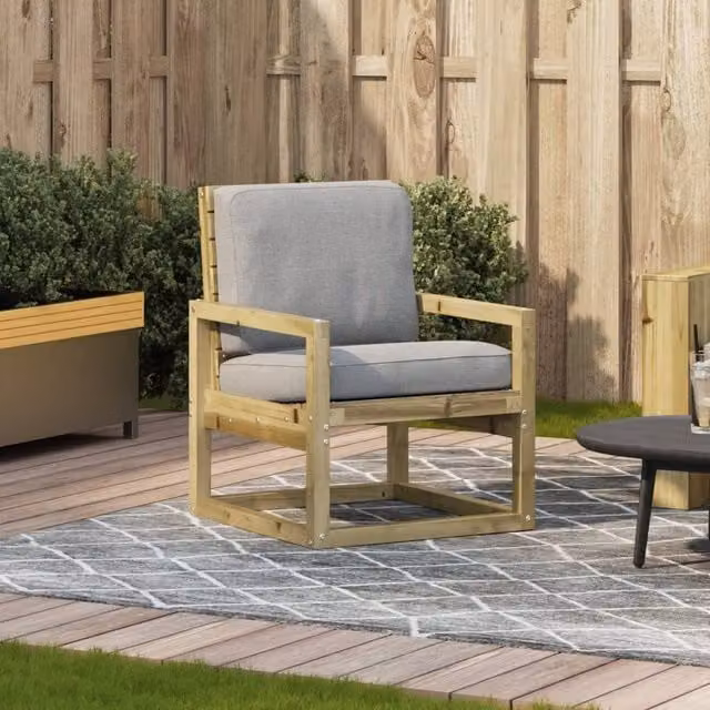 Berkfield Home Beautiful Garden Chair in Brown Impregnated Pine Wood W/D/H: 57.5 x 63 x 76 cm – 1
