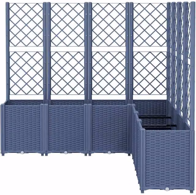 Berkfield Home Garden Planter with Trellis in Blue Grey, W/D/H: 160 x 160 x 140 cm – 1