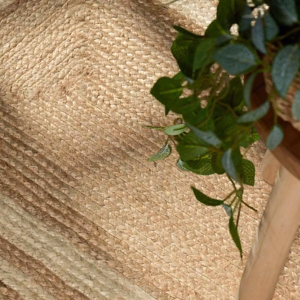 THE RUGS Nuru Braided Jute Reversible Bordered Living Room Rug in Beige, W: 200 cm, D: 300 cm – 2