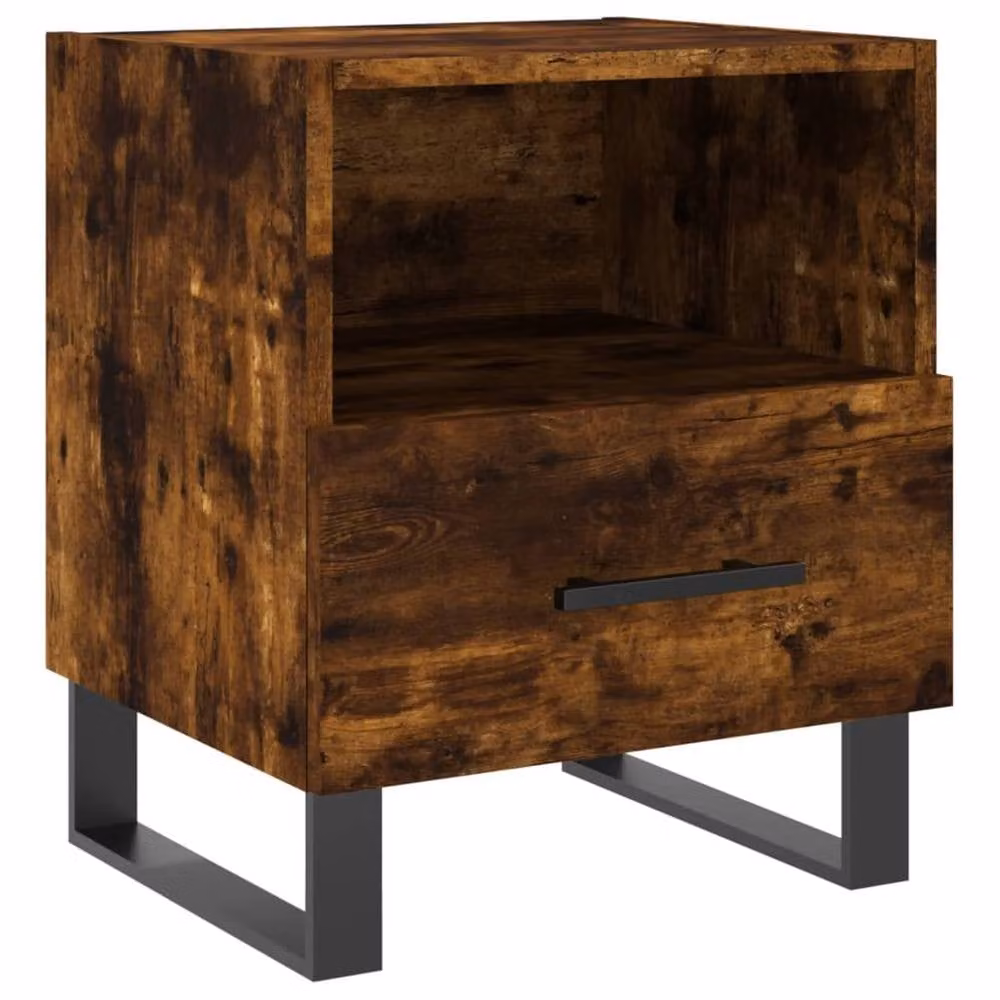 Berkfield Home Set of 2 Smoked Oak Bedside Cabinets in Brown, W/D/H: 40 x 35 x 47.5 cm – 4