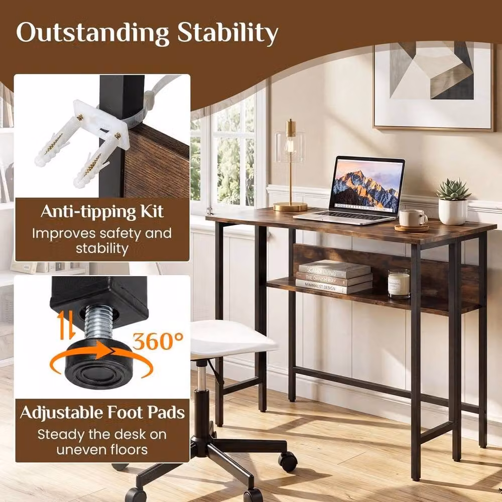 KORVIXA Industrial Fold Away Writing Desk in Brown – 3