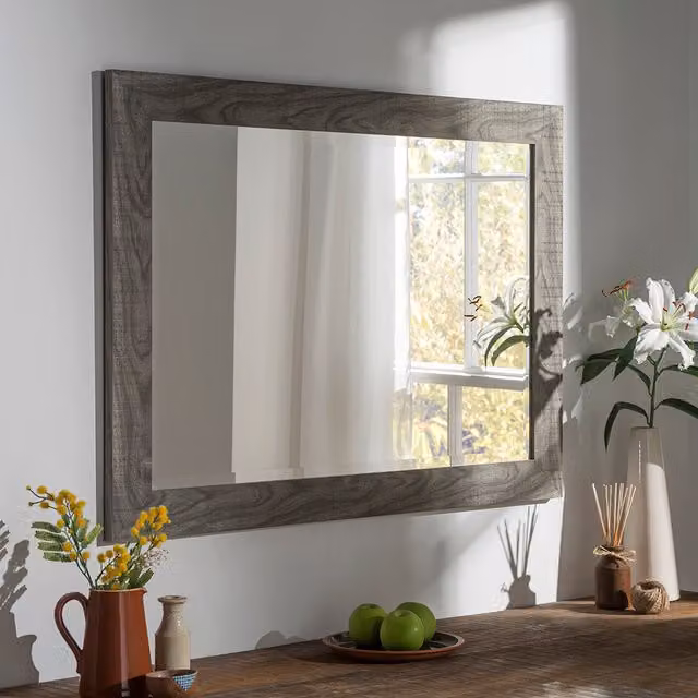 Yearn Modern Rectangular Wall Mirror in Grey