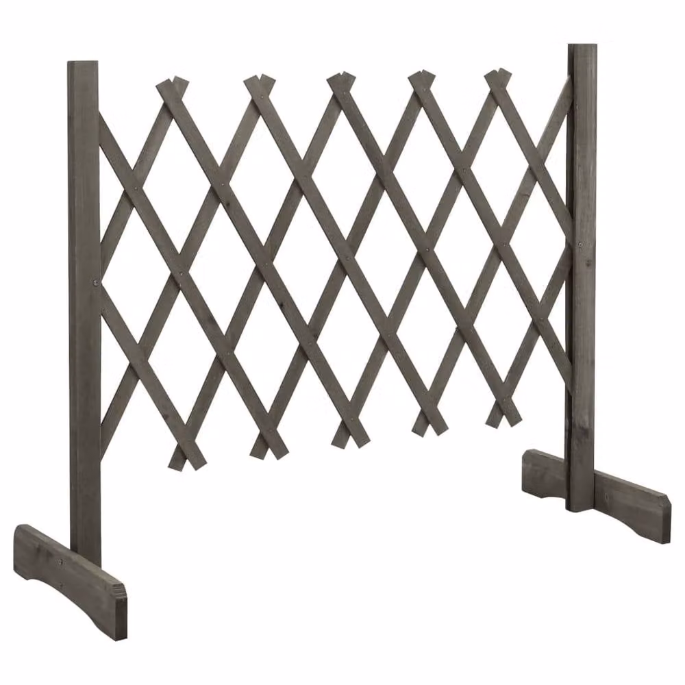 Berkfield Home Garden Grey Woven Wood Trellis Fence, W: 120 cm, H: 60 cm – 2