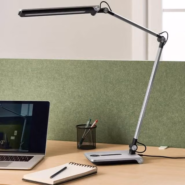 Wyld and Coco Silver Desk Lamp with Adjustable Arm, Dimmable Touch Control and 3 Colour Temperatures – 1