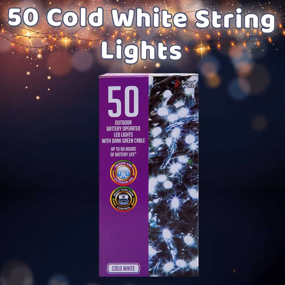 VFM e-Store Cool White Christmas String Lights with 50 Bulbs – 3