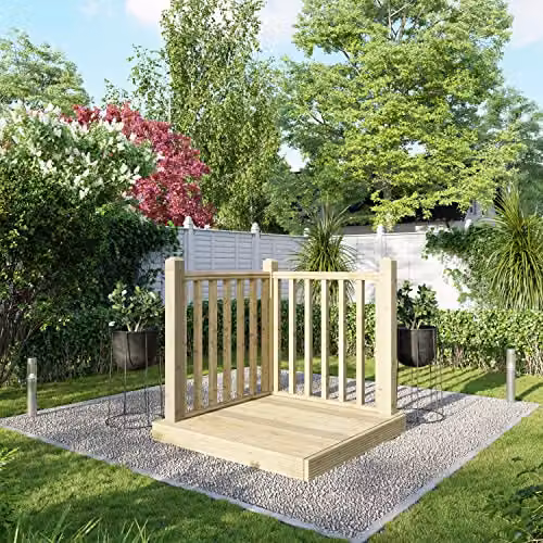 Powersheds Premium Wooden Decking Kit with Hand Rails in Brown