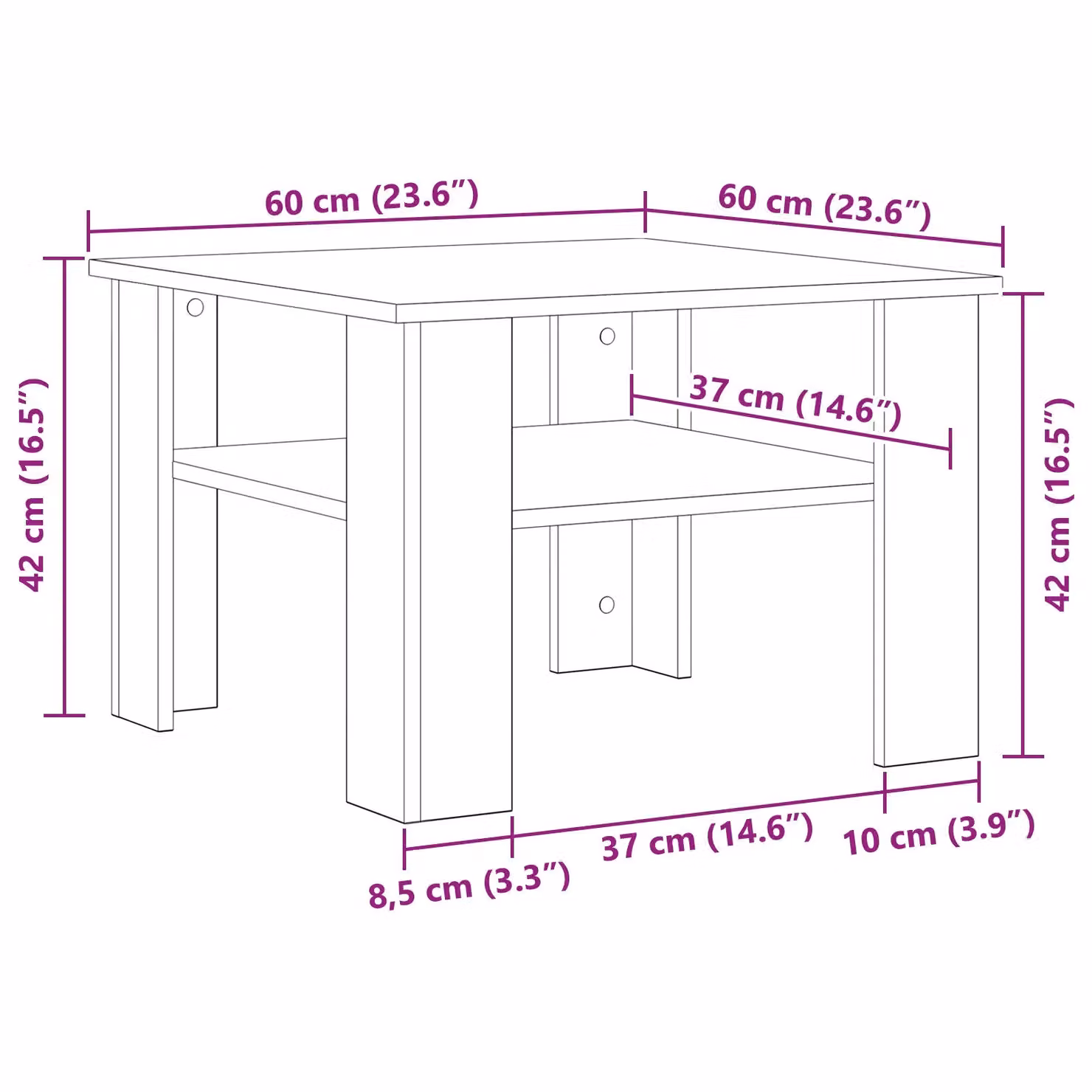 Berkfield Home Black Oak Coffee Table, W/D/H: 60 x 60 x 42 cm – 6