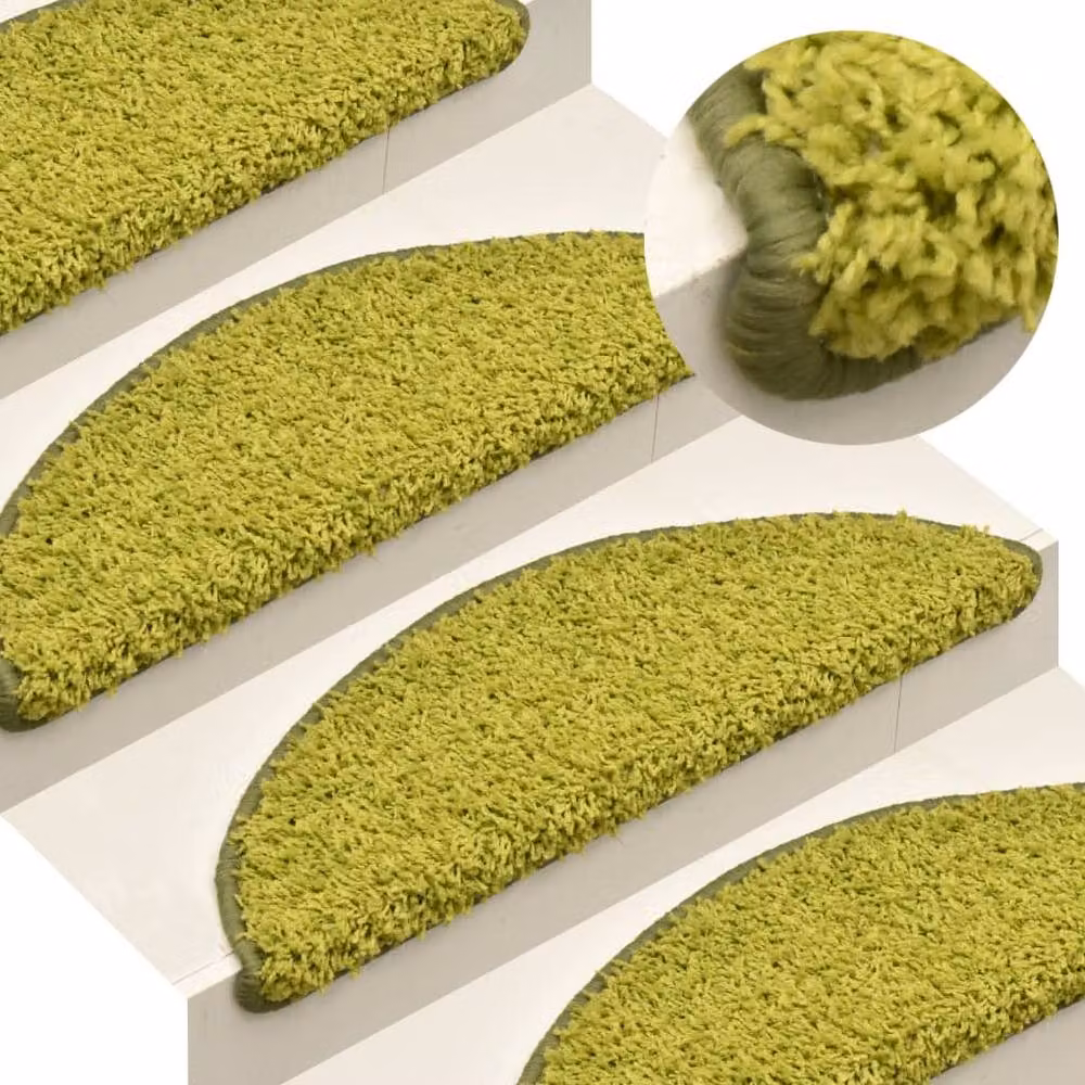 Berkfield Home Non-Slip Self-Adhesive Carpet Stair Treads, 15 Pieces, Green, W: 65 cm, D: 21 cm, H: 4 cm – 2