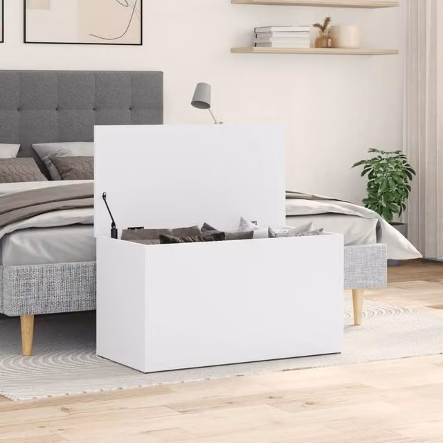 Berkfield Home Storage Chest in White, W/D/H: 84 x 42 x 46 cm – 1