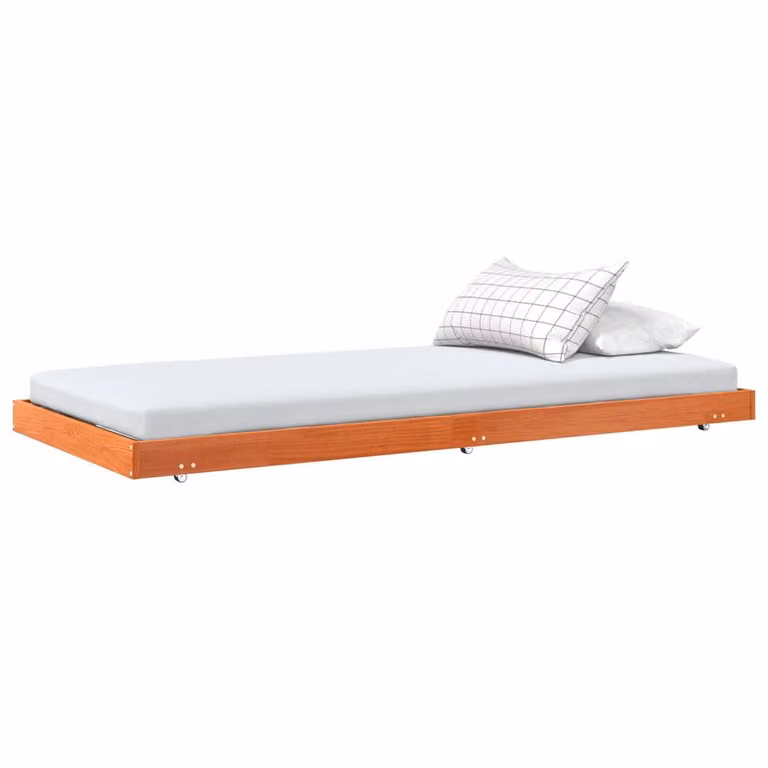 Berkfield Home Solid Pine Wood Bed Frame in Wax Brown, W/D/H: 70 x 190 cm