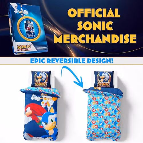 Get Trend Sonic the Hedgehog Single Duvet Cover and Pillowcase Set, Blue and Multicolour, W/D/H: 135 x 200 cm – 4