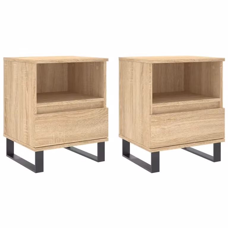 Berkfield Home Set of 2 Sonoma Oak Bedside Cabinets in Brown, W/D/H: 40 x 35 x 50 cm