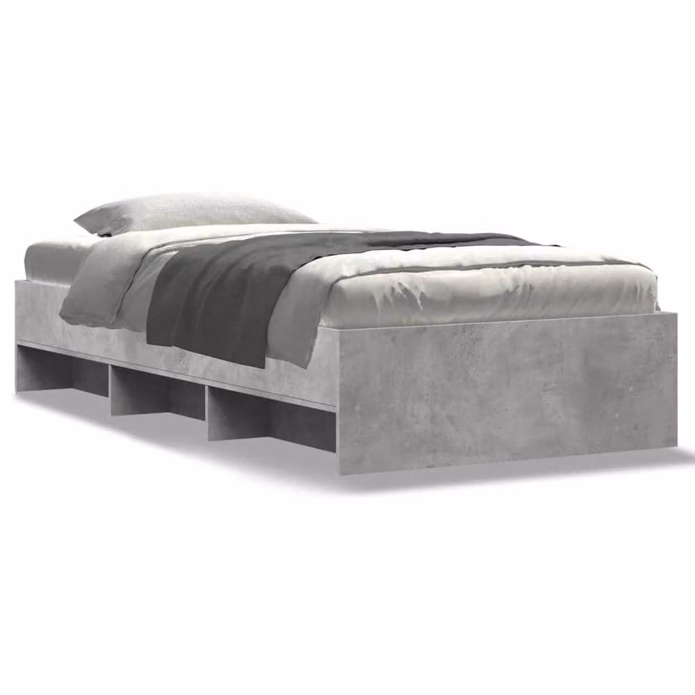 Berkfield Home Durable Engineered Wood Bed Frame in Concrete Grey, W/D/H: 90 x 200 x 35 cm – 3