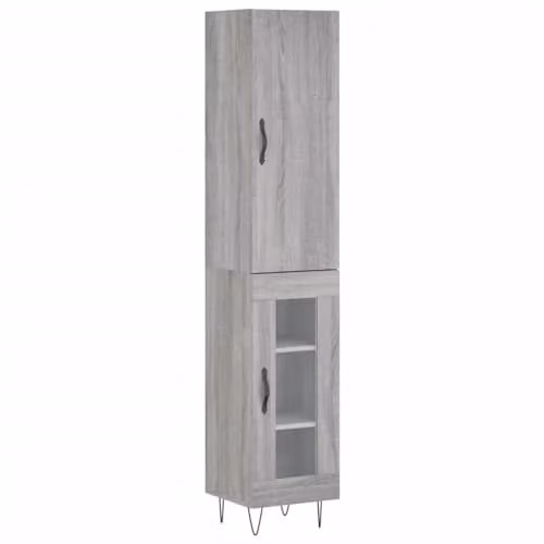 vidaXL Modern Grey Highboard with Internal Shelves, W/D/H: 34.5 x 34 x 180 cm – 1