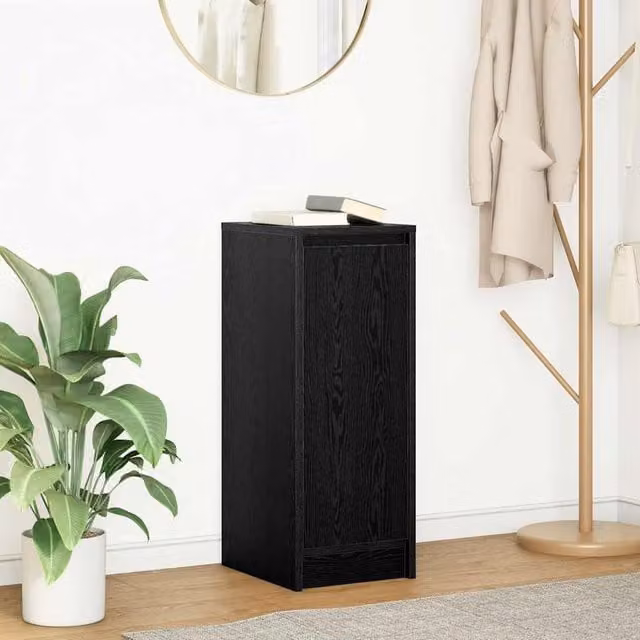 Berkfield Home Black Oak Sideboard, W/D/H: 34.0 x 29.5 x 76.0 cm