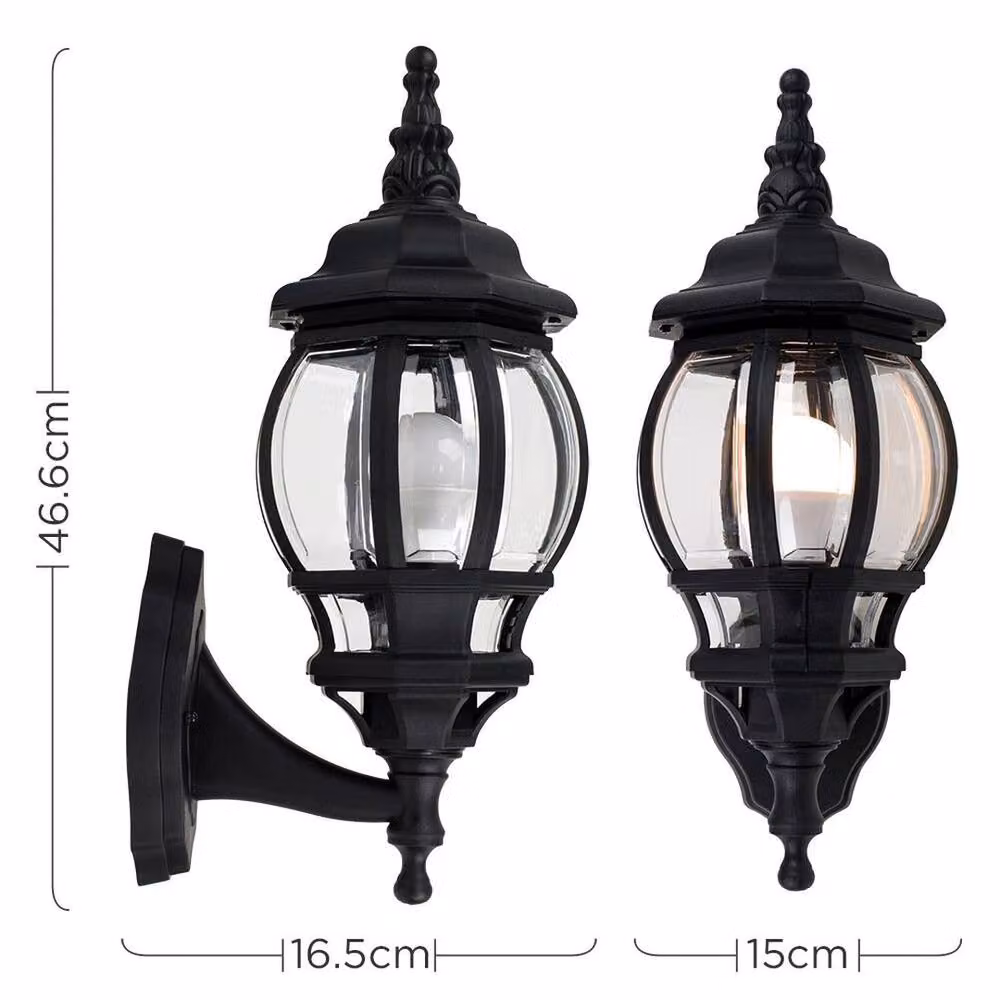 SPETLEK Black Outdoor LED Wall Lantern with Transparent Glass, IP44 Rated – 4