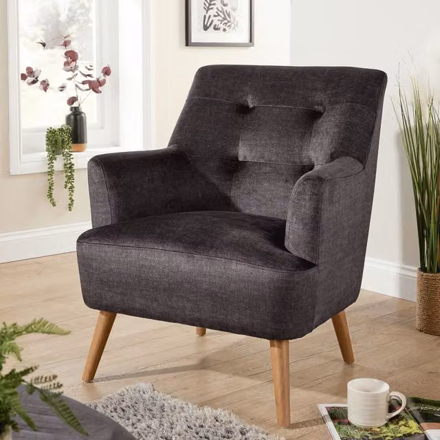 Home Source Arta Modern Upholstered Accent Armchair in Grey – 1
