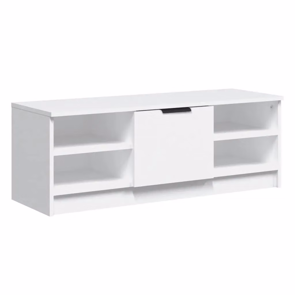 Berkfield Home White TV Cabinet in Matt MDF, W: 102 cm, D: 35.5 cm, H: 36.5 cm – 2