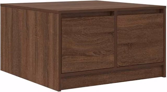 Berkfield Home Modern Square Coffee Table with Drawers in Brown Oak, W/D/H: 70 x 70 x 40 cm – 1