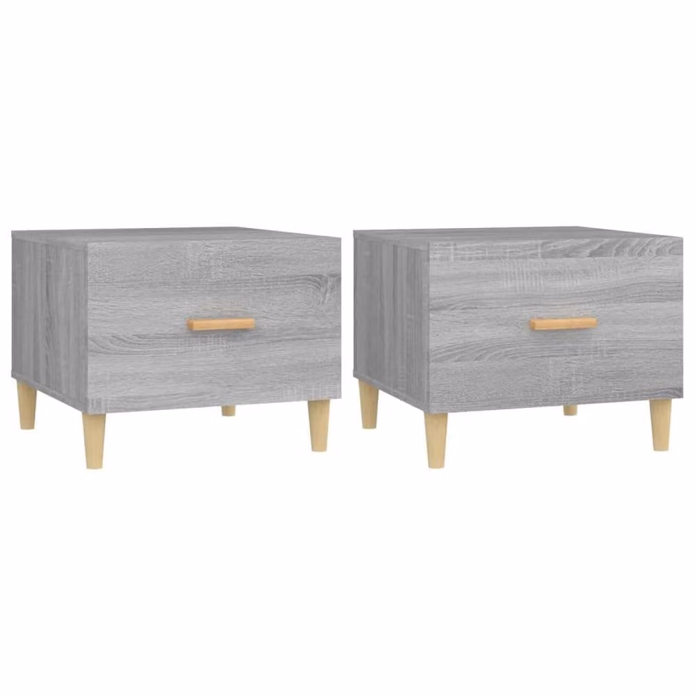 Berkfield Home Sturdy Set of 2 Grey Sonoma Square Coffee Tables, W/D/H: 50 x 50 x 40 cm
