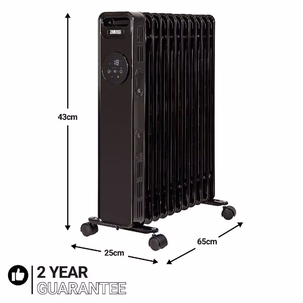 Zanussi ZOFR5005 Portable Oil Filled Radiator 2300W 11 Fin Electric Heater in Black – 2