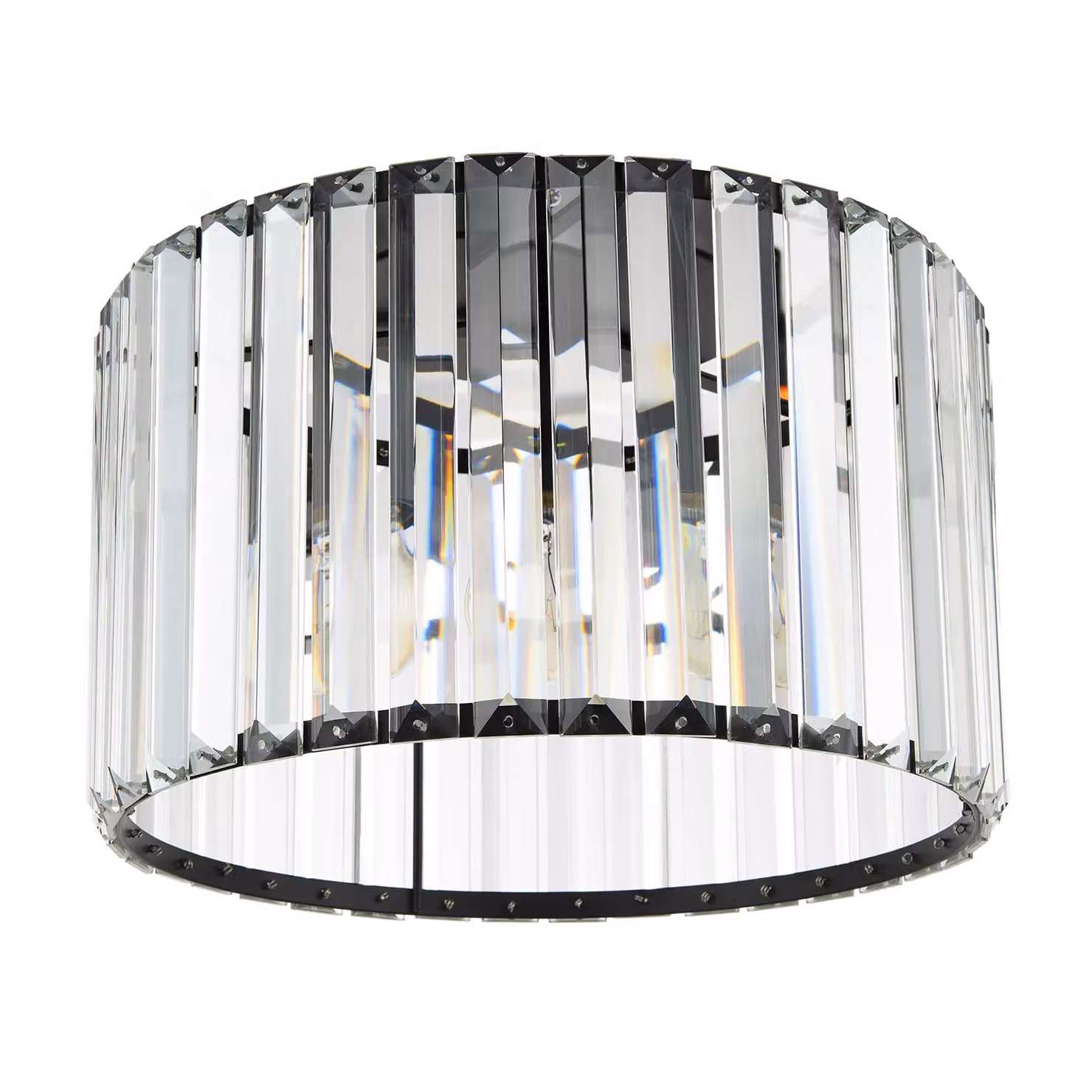 Happy Homewares Modern Chic Matte Black and Transparent Crystal Glass Flush Ceiling Light Fitting – 2