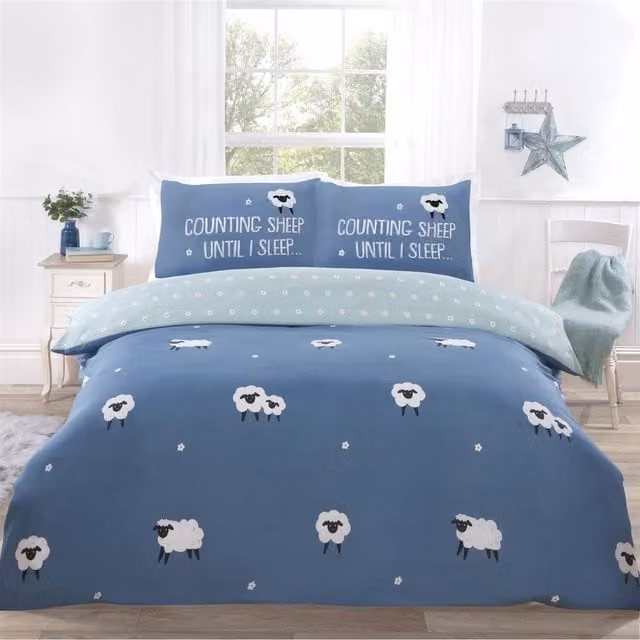 Rapport Reversible Childrens Floral and Animal Duvet Cover and Pillowcase Set, Blue and Pink, W/H: 90 x 190 cm