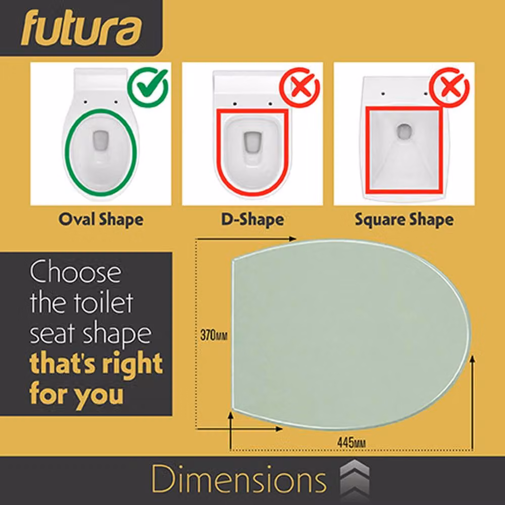 Futura Soft Close Oval Premium Thermoplastic Universal Toilet Seat in Pale Green, 50 cm – 5