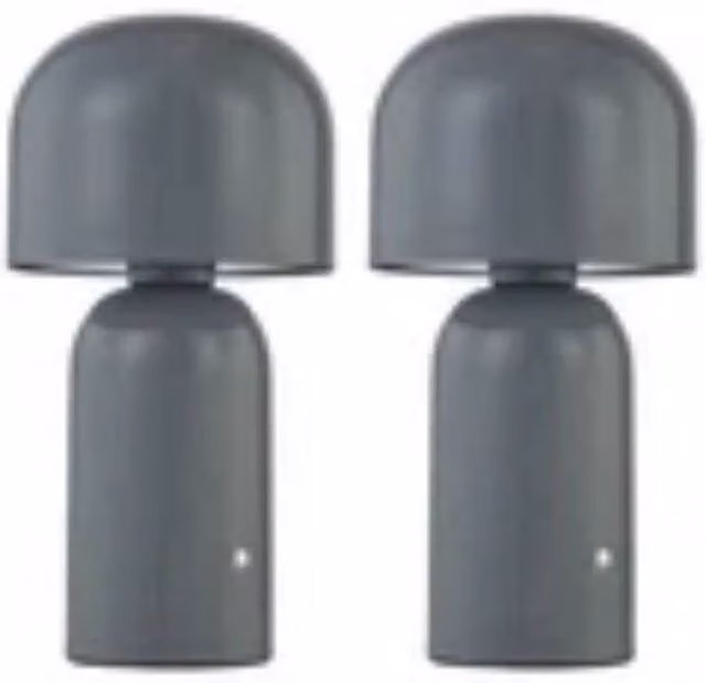Havendro Set of 2 Modern Grey LED Rechargeable Touch Table Lamps with Warm White Dimmable Light