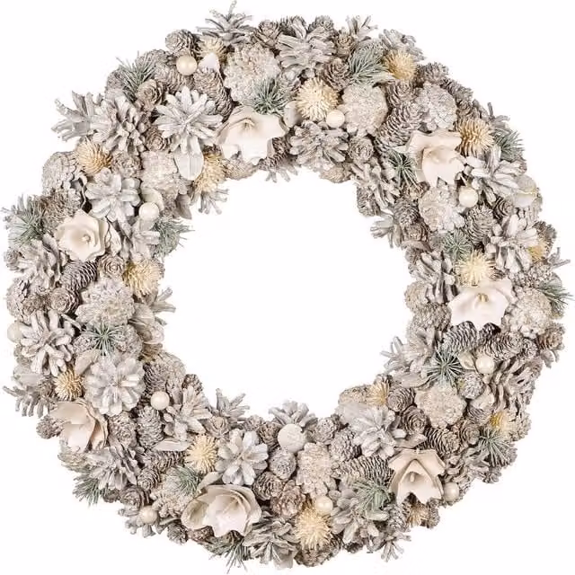 Dibor Giant Morning Frost Christmas Wreath in Red and White, Diameter: 50 cm – 1
