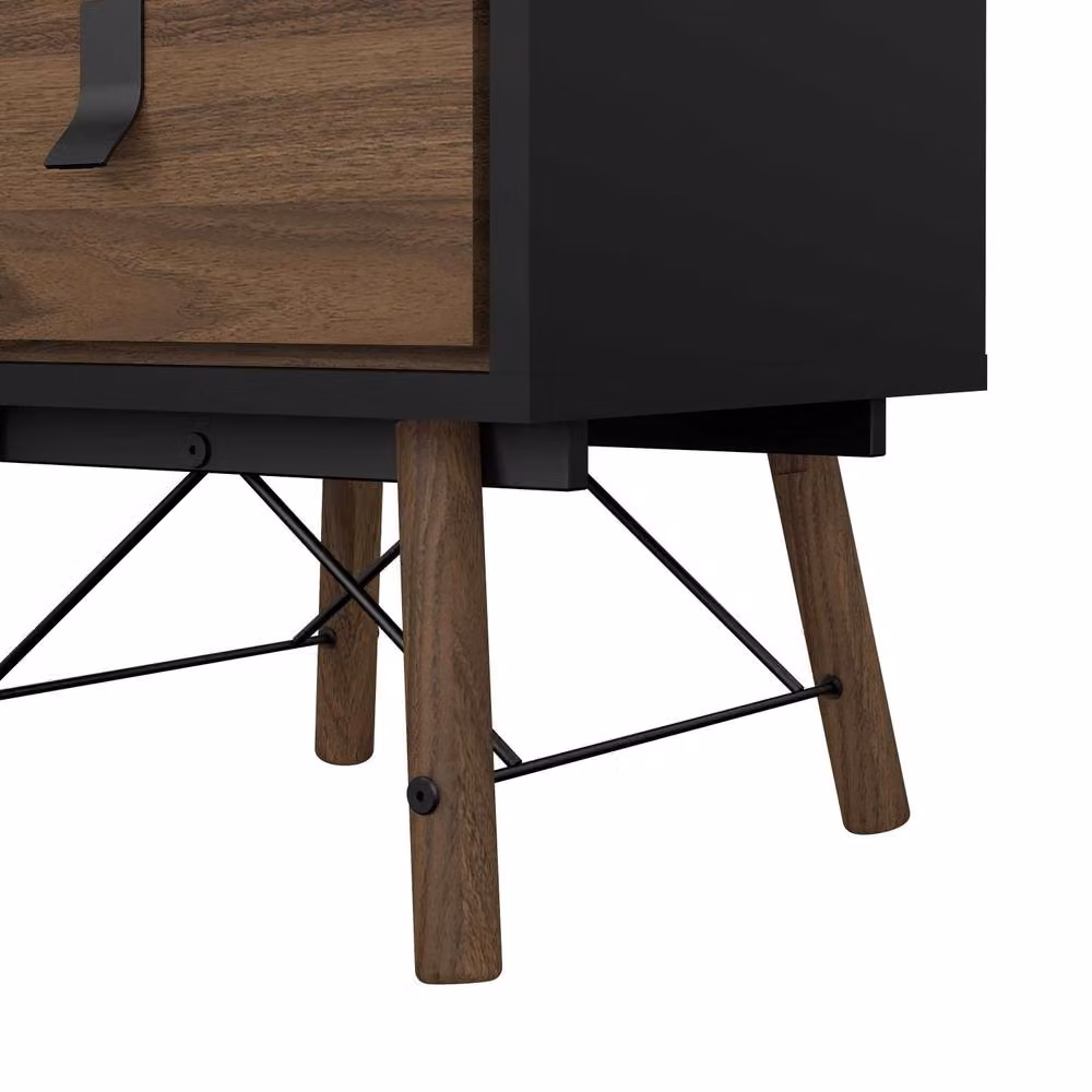 Wyld Haus Juno 2 Drawer Bedside Cabinet in Black and Walnut – 4