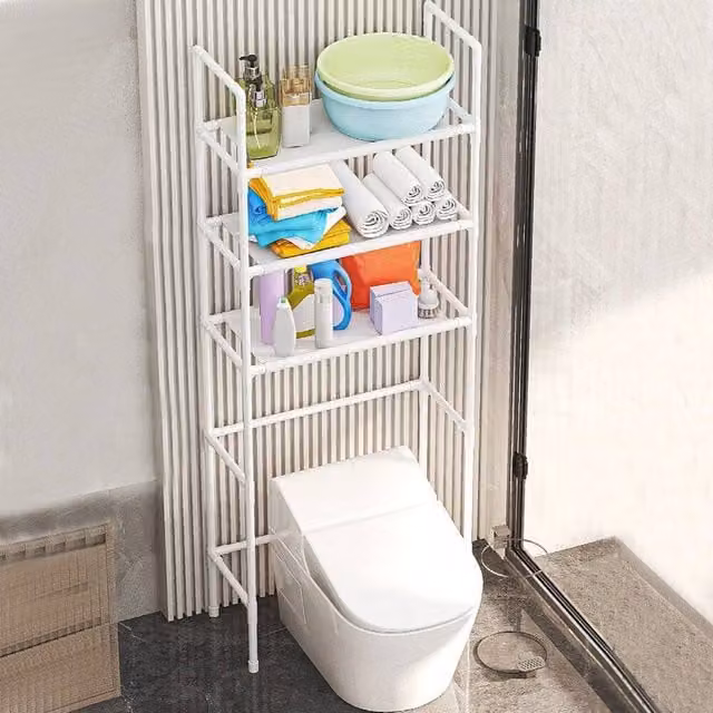 VOGREX White Over The Toilet Storage Rack Cabinet Organizer Shelf