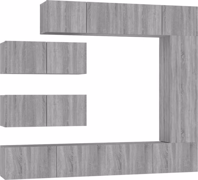 Berkfield Home 7 Piece Grey Sonoma TV Cabinet Set with Lowboard and Wall Mounted Units