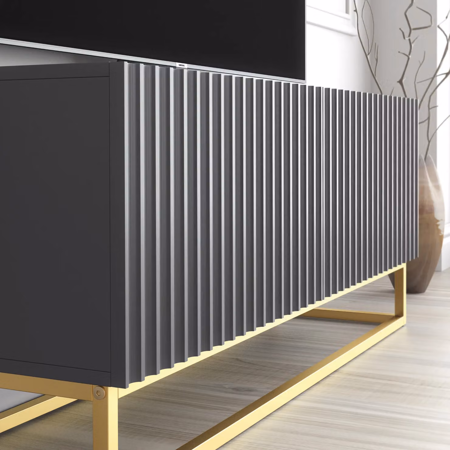 Creative Furniture Ripple TV Unit in Grey and Gold, W/D/H: 100 x 45 x 35 cm – 2