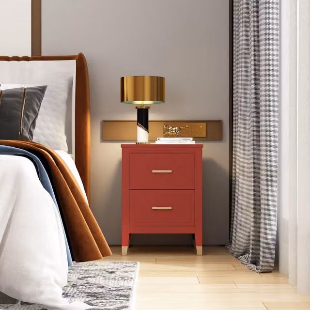 Cabinet Bits Palazzi 2 Drawer Bedside Table in Red – 1