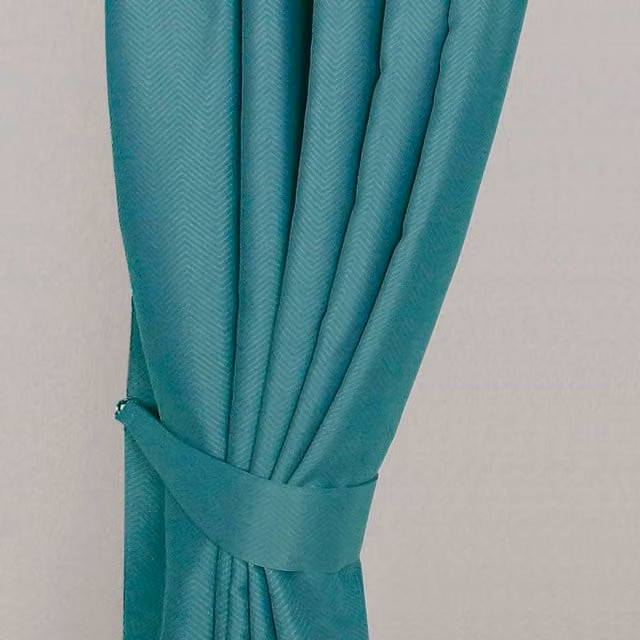 Homescapes Herringbone Chevron Curtain Tie Back Pair in Petrol