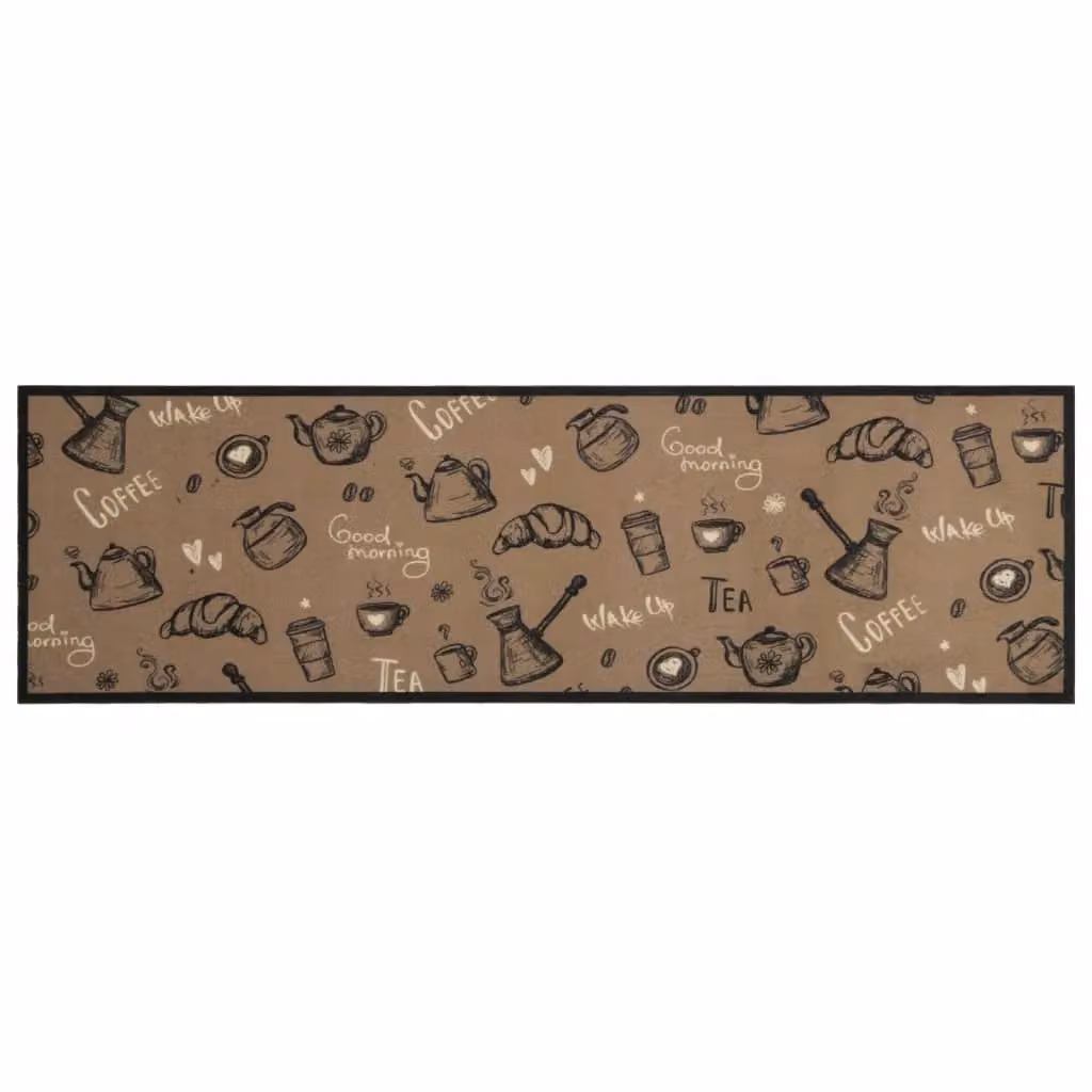 Berkfield Home Washable Morning Brown Abstract Kitchen Rug, W/D/H: 45 x 150 cm – 2