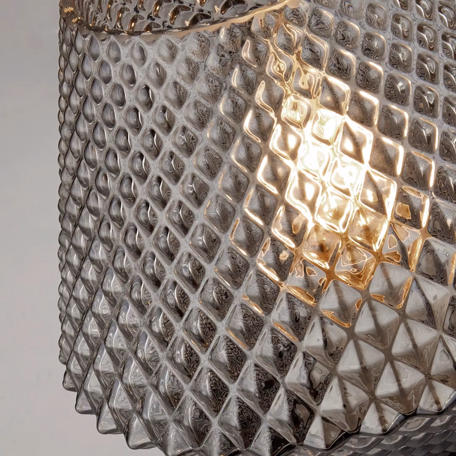 Lighting Collection Textured Smoked Glass Table Lamp in Black and Grey – 4