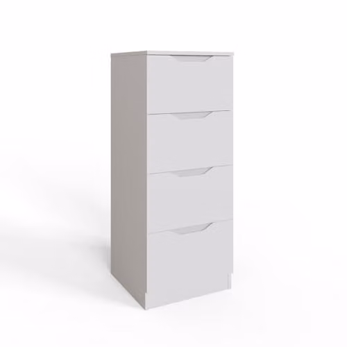 FWStyle Luno White 4 Drawer Tallboy Chest of Drawers Width: 40 cm