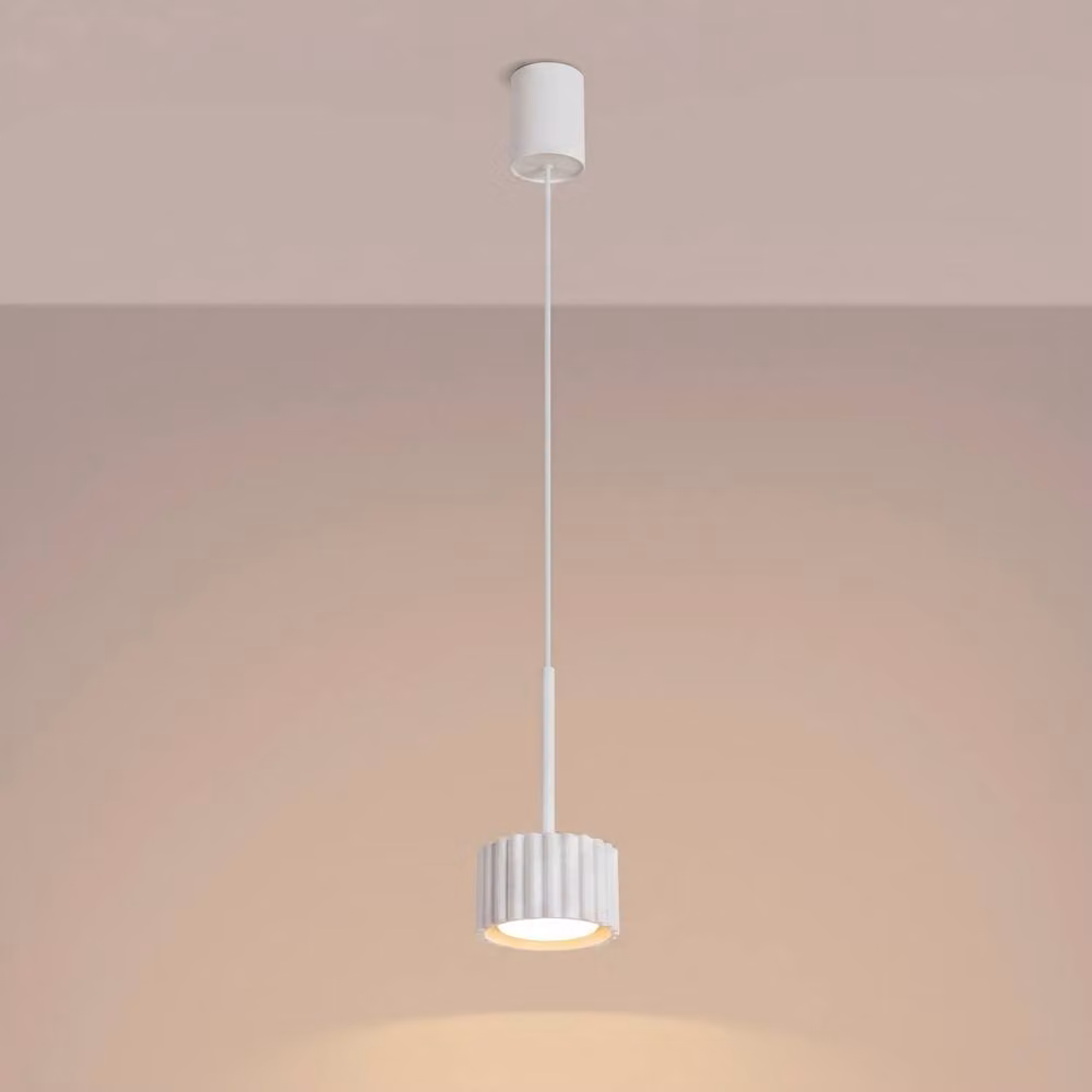 Sollux Lighting minimalist cylinder pendant lamp in white, W/D/H: 125 x 10 x 10 cm – 2
